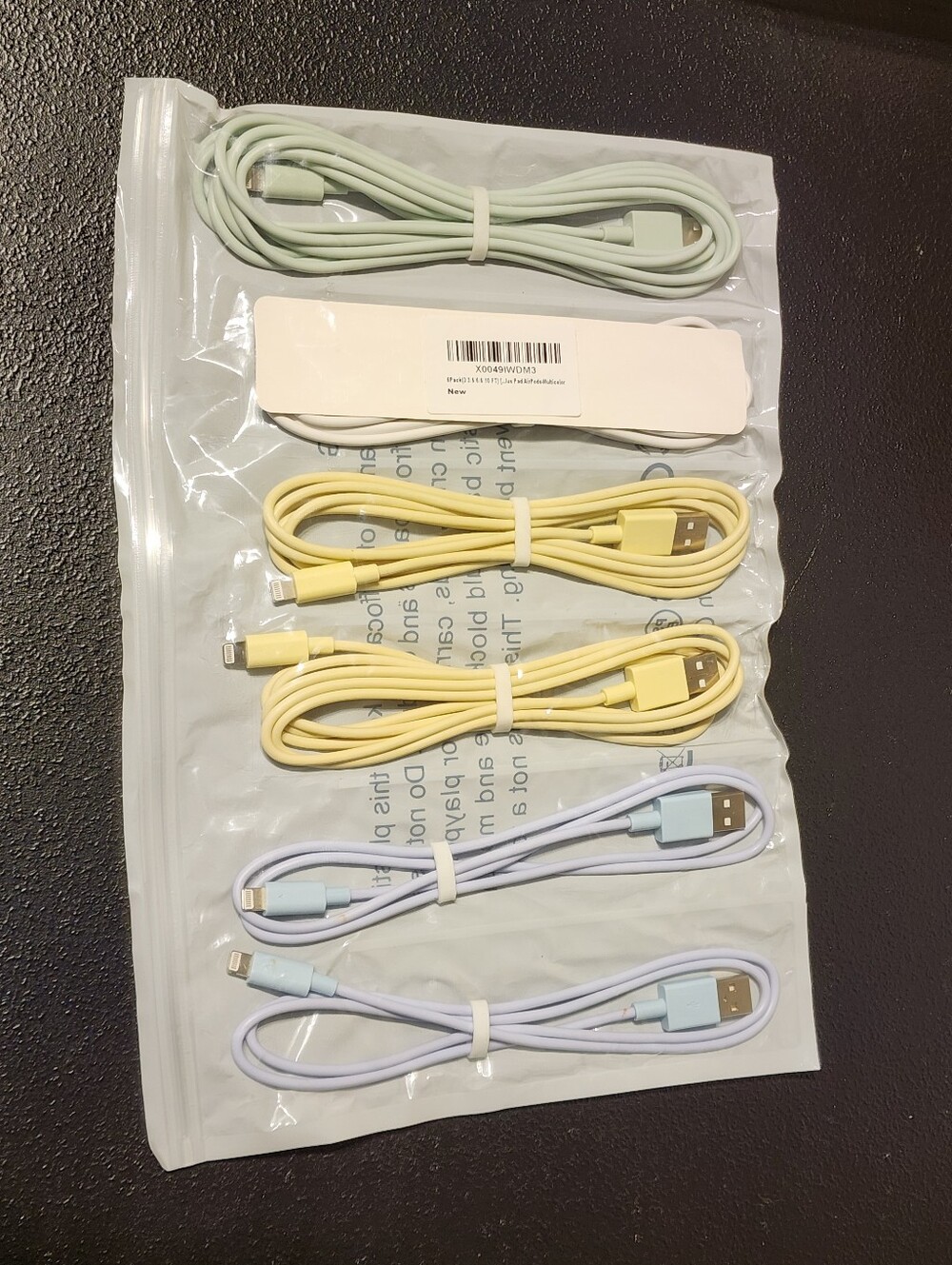 6-Pack USB-A to Charging Cables 3-10 ft Multicolor